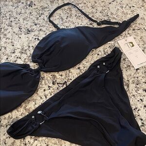 Tiny Bikini XL black Bikini Set, Swimwear top, bottom, convertible straps